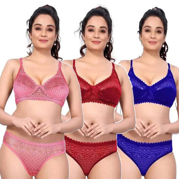 FEM SET.LYCRA LACE SET PACK OF 3 PIECES.