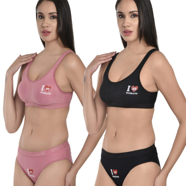 LOVE SET PRINTED LINGERIE SET,NON-PADDED PACK OF 2 PIECES